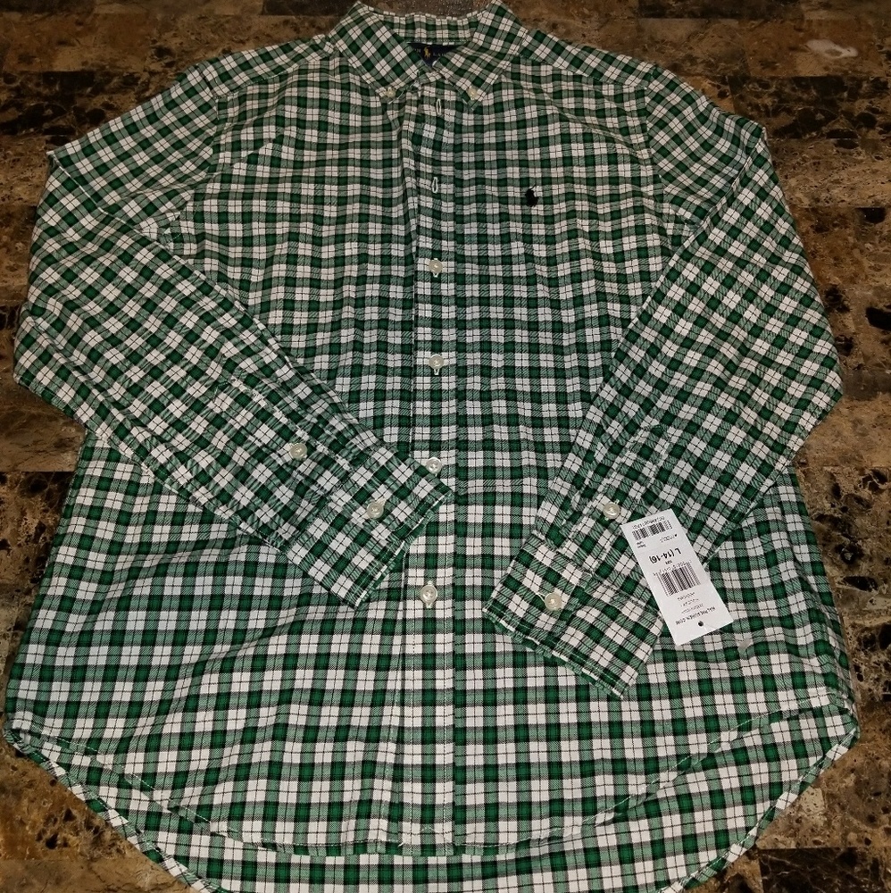Ralph Lauren holiday green youth size L long sleev